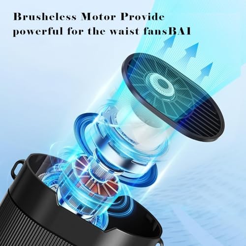 AI Portable Waist Fan,Rechargeable Fan with 4-Speed 6600RPM Strong