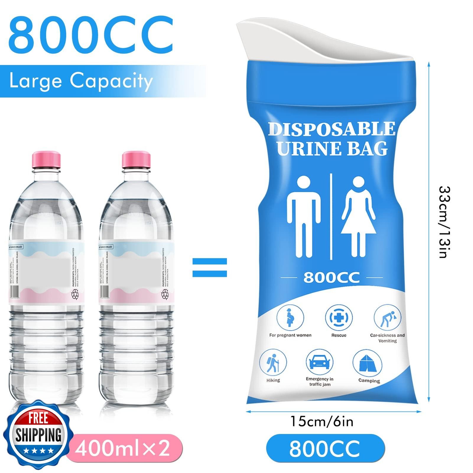 DIBBATU Disposable Urine Bag,12 PCS 800ML for Travel, Emergency Portable Pee