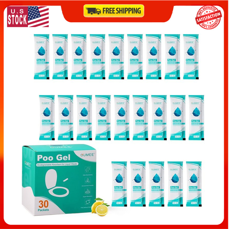 30 PACK Poo Gel for Portable Toilet, Camping Toilet Powder for Potty Bags, Eco