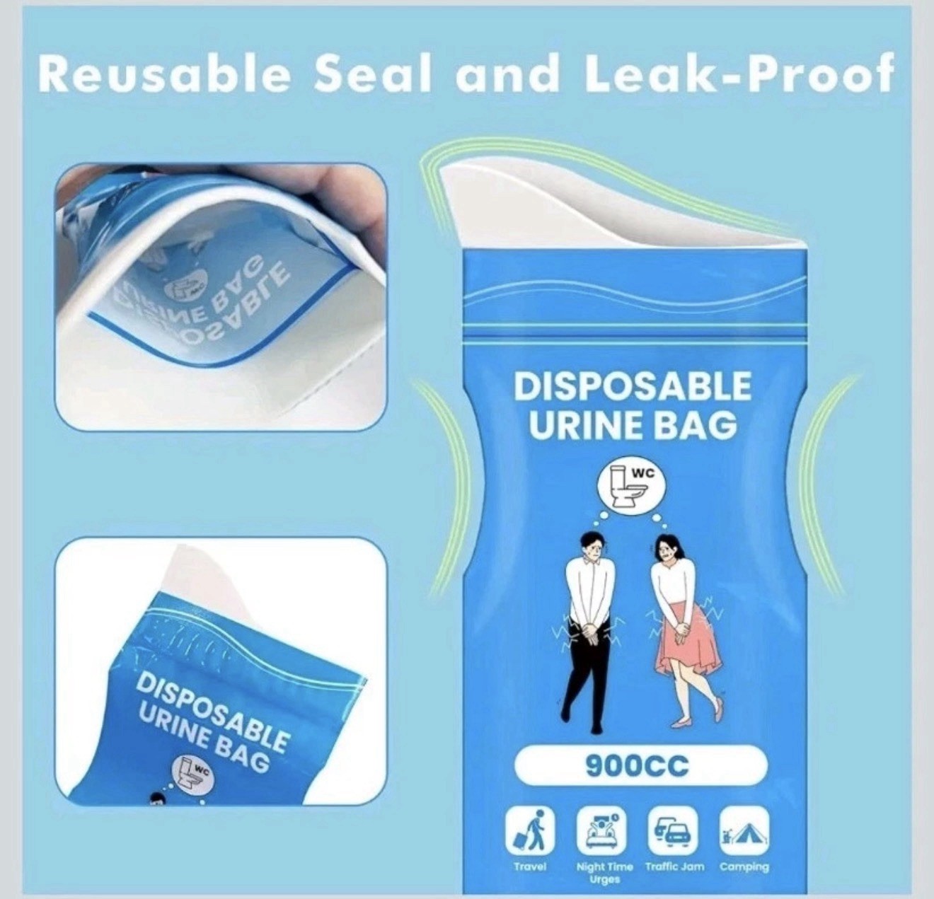 900CC Disposable Urine Bag, 12 PCS Emergency Portable Urinal Bags for Men/Wom…
