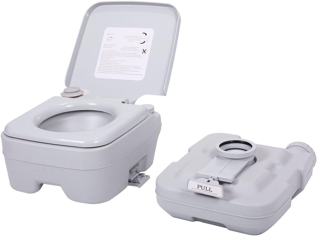 Portable 2.6 Gallon Outdoor Toilet for RV, Camping, Boating – Leak-Proof Grey