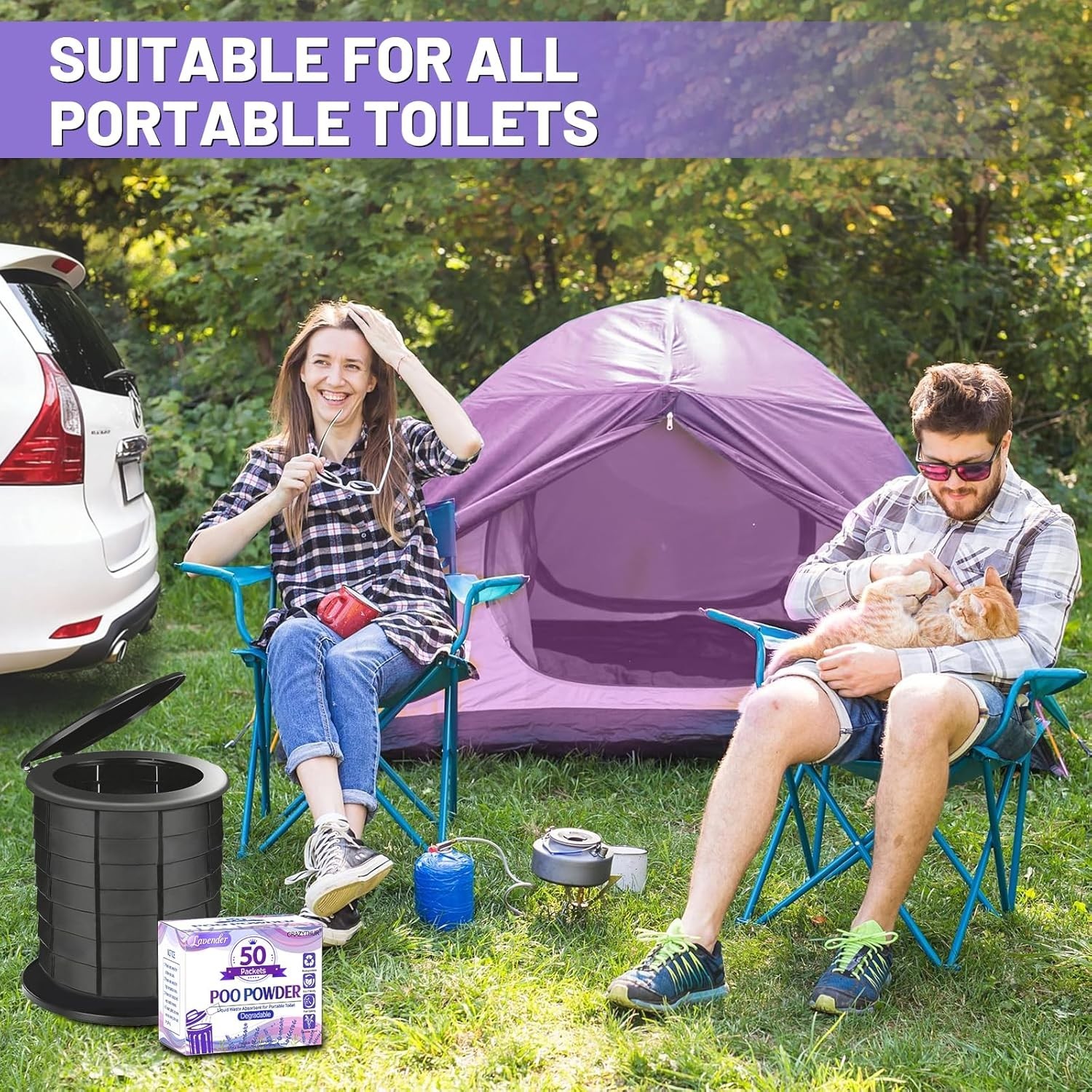 Portable Toilet Gel, Poo Powder for Portable Toilet, Camping Toilet Gel, Pee …