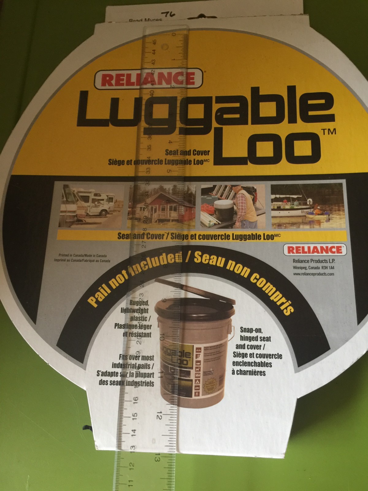 NEW Reliance Luggable Loo Potty Lid Seat Cover Portable Toilet Outdoors Camping