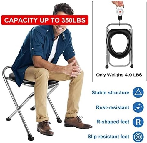 16.5″H Portable Toilet for Camping, 350LB Capacity Stainless Steel Folding To…