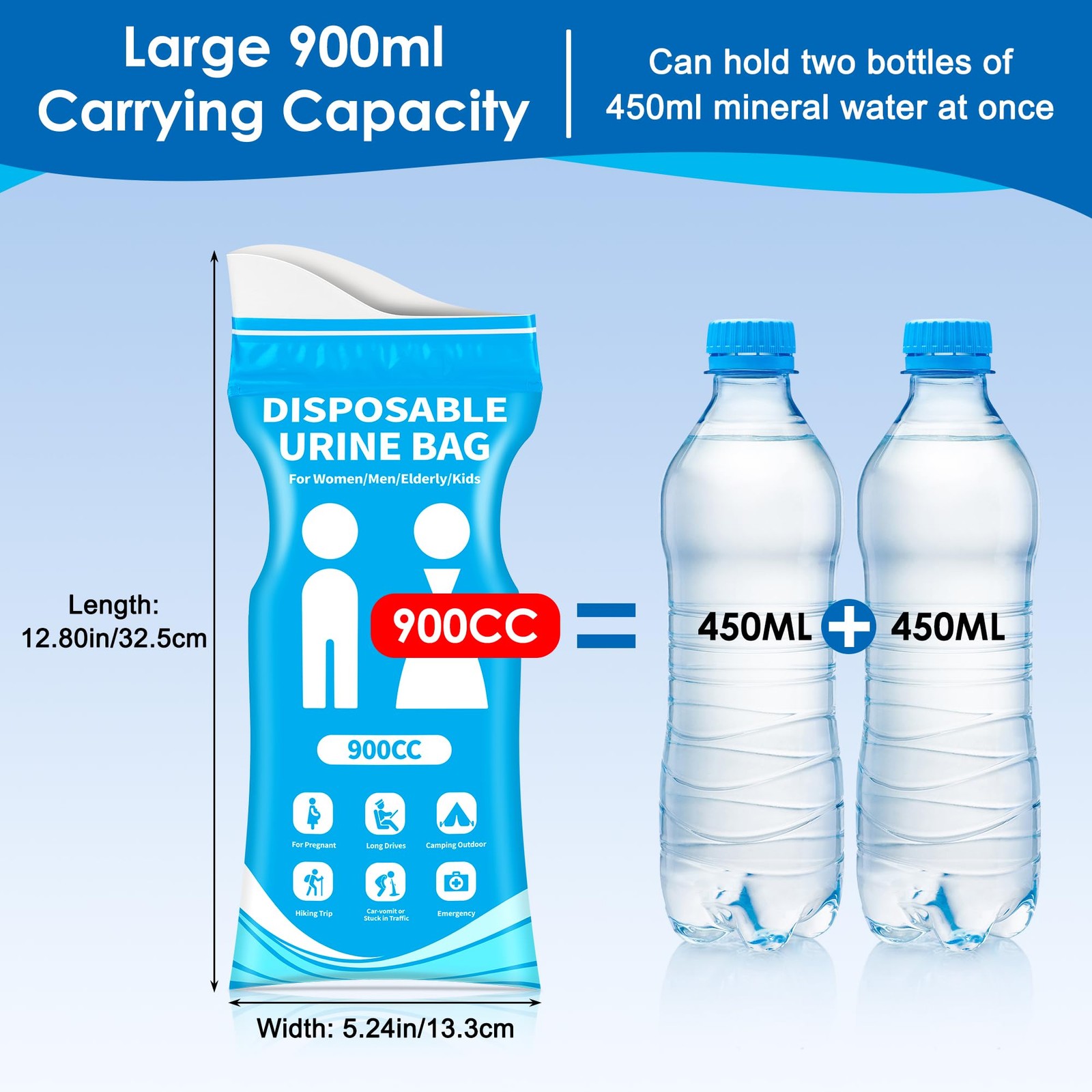 900ml Disposable Urine Bags Camping Travel Emergency Portable Toilet 24 Pack