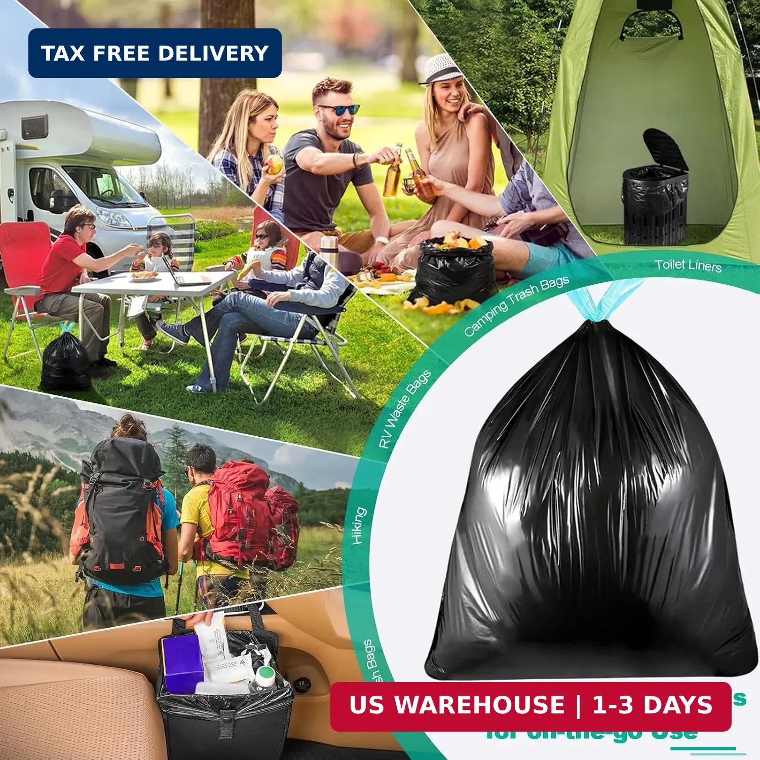 OUMEE 30 Portable Toilet Bags with 30 Poo Gel Set, 8 Gallon | Camping Toilet Bag