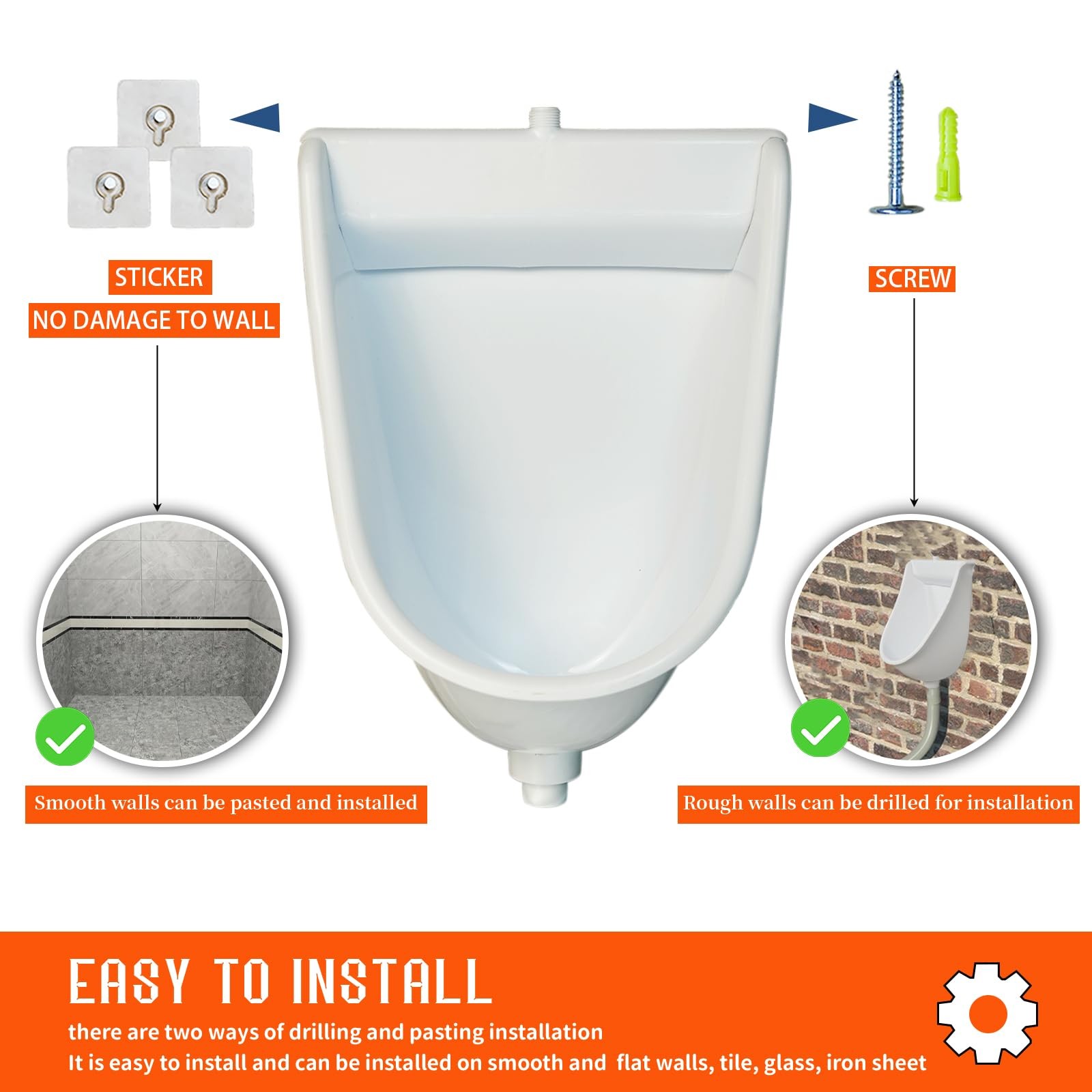 Wall Mounted Commercial Urinal Universal Washout TopSpud Urinal Bathroom Wate…