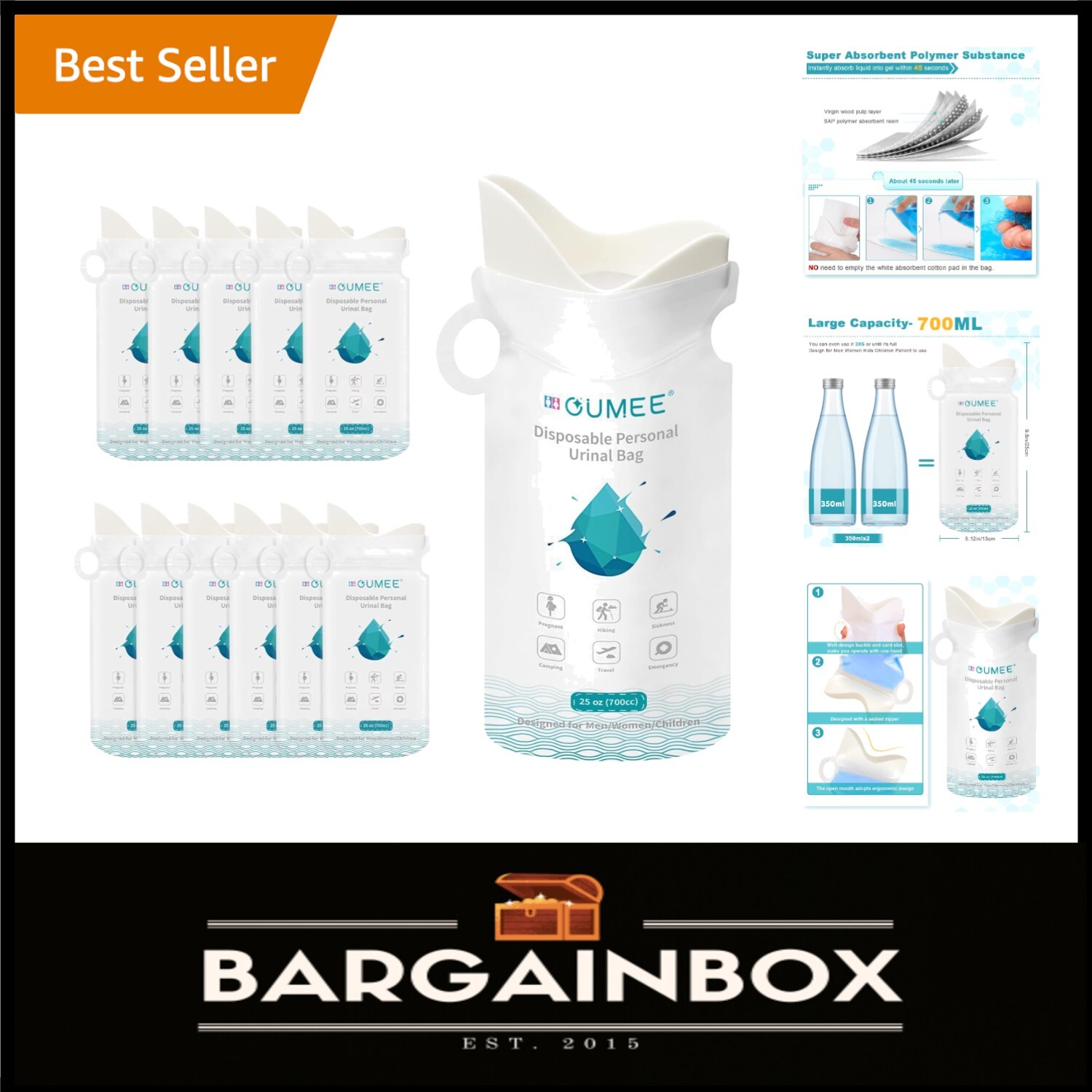 700 ml Unisex Emergency Disposable Urinal Bags – Travel & Camping Essentials