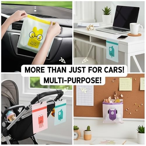 120pcs Car Trash Bag, Stick-on Disposable Trash Bag, Leakproof Vomit Bags for