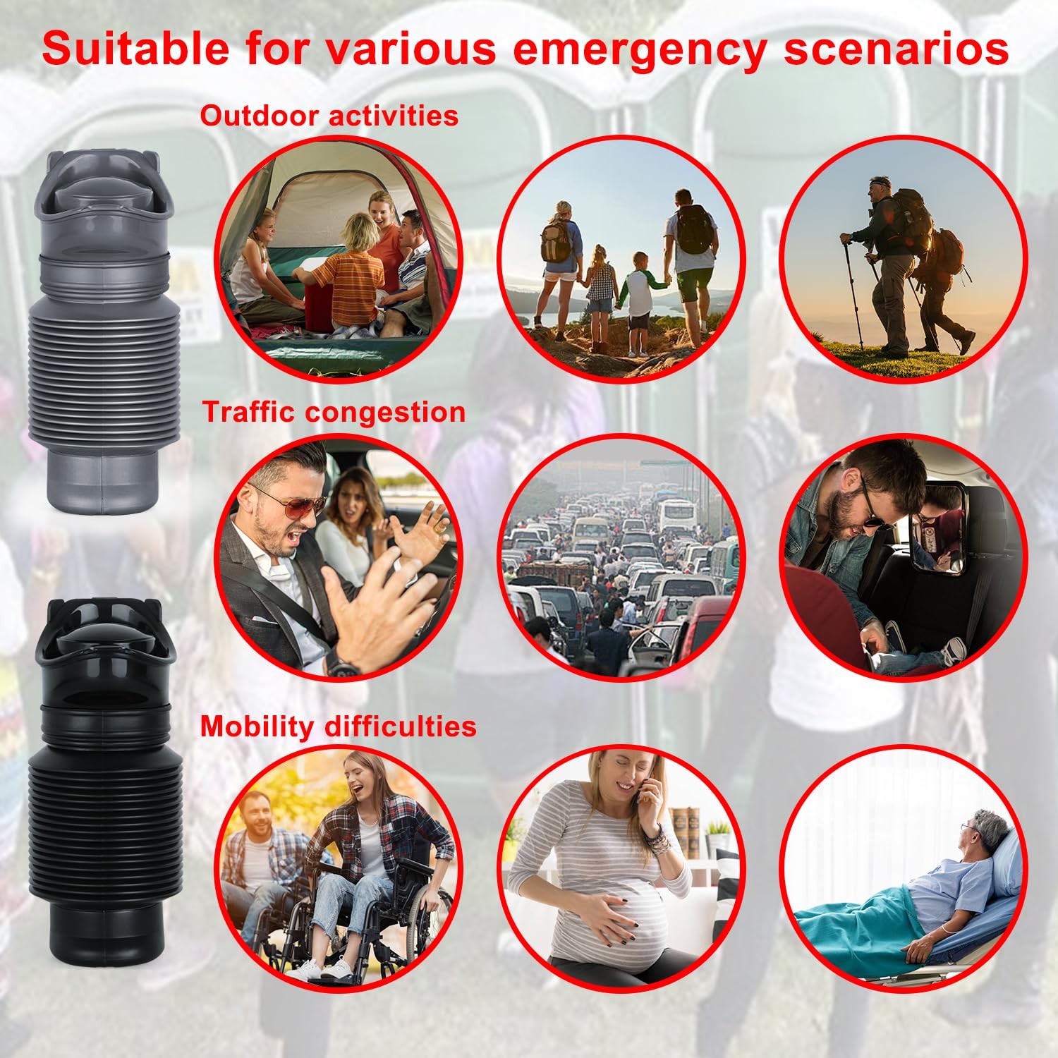 Portable Urinal 750ml Reusable Leakproof Emergency Pee Bottle for Travel Camping