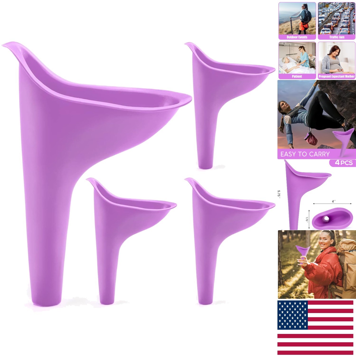 Leak-Proof Female Urination Device – 4PCS Set for Safe Outdoor Activities