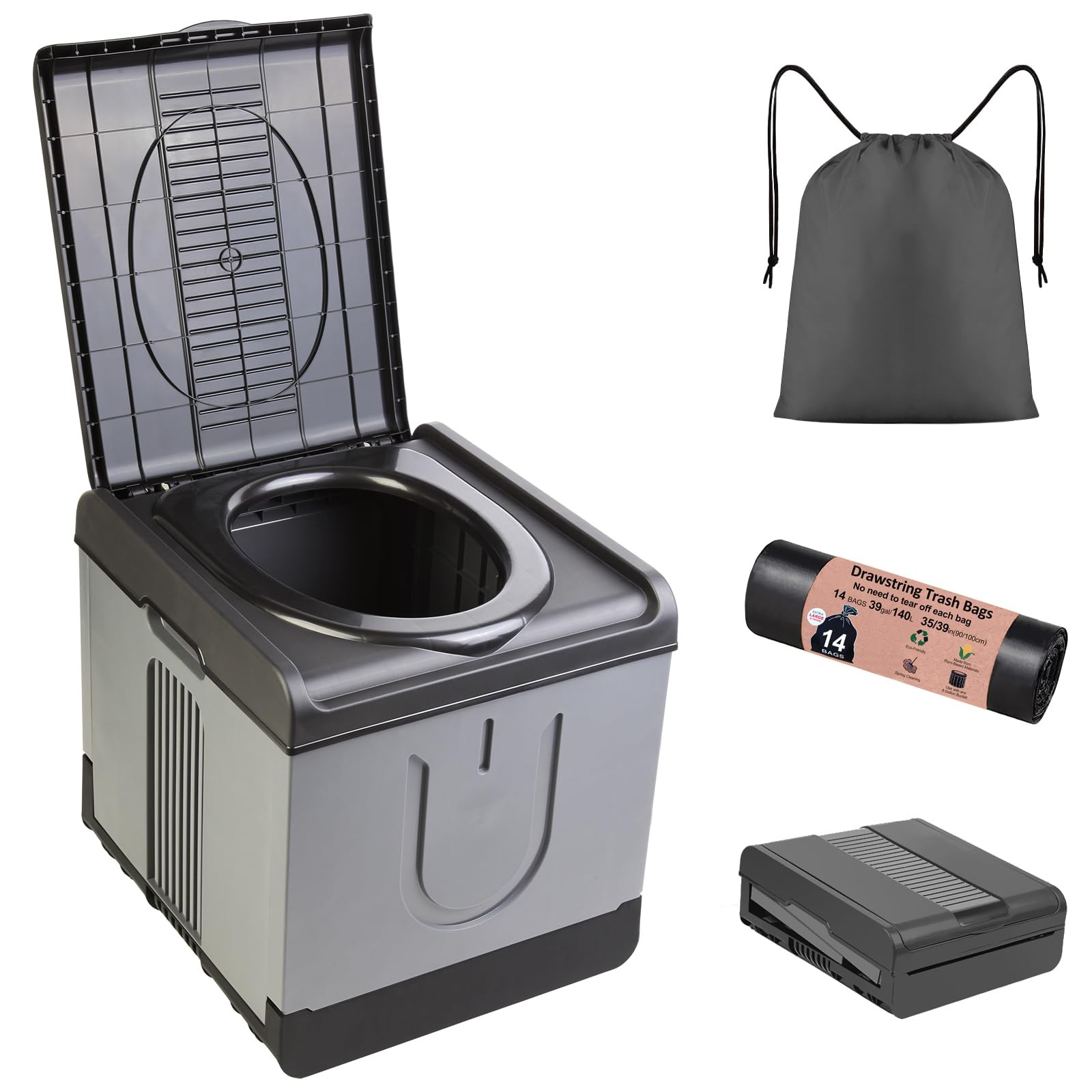 XXL Portable Toilet Camping Toilets for Car Indoor Outdoor Commode Foldable T…