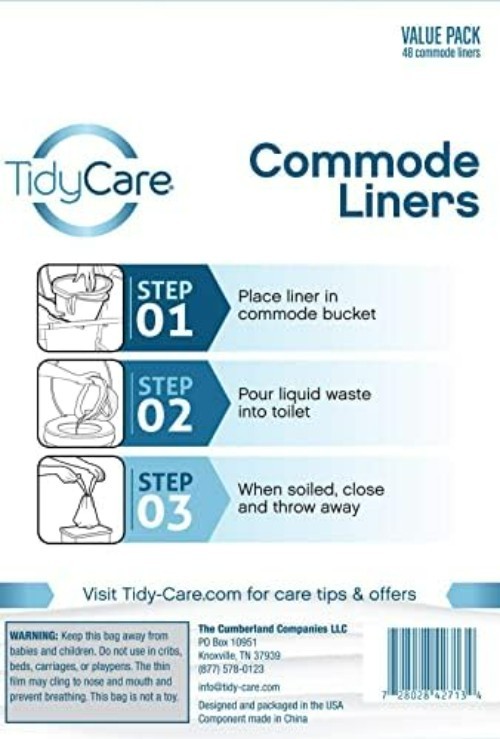 48 Pack Leak-Free Bedside Commode Liners – Universal Fit for Easy Disposal