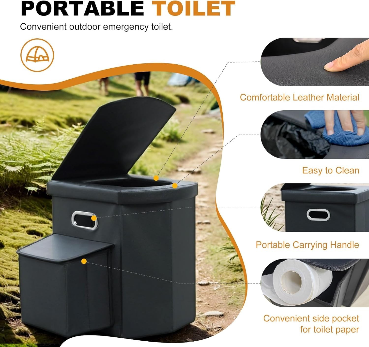 Portable Toilet Adult Kids Camping Folding Travel Toilet Car Hiking Beach