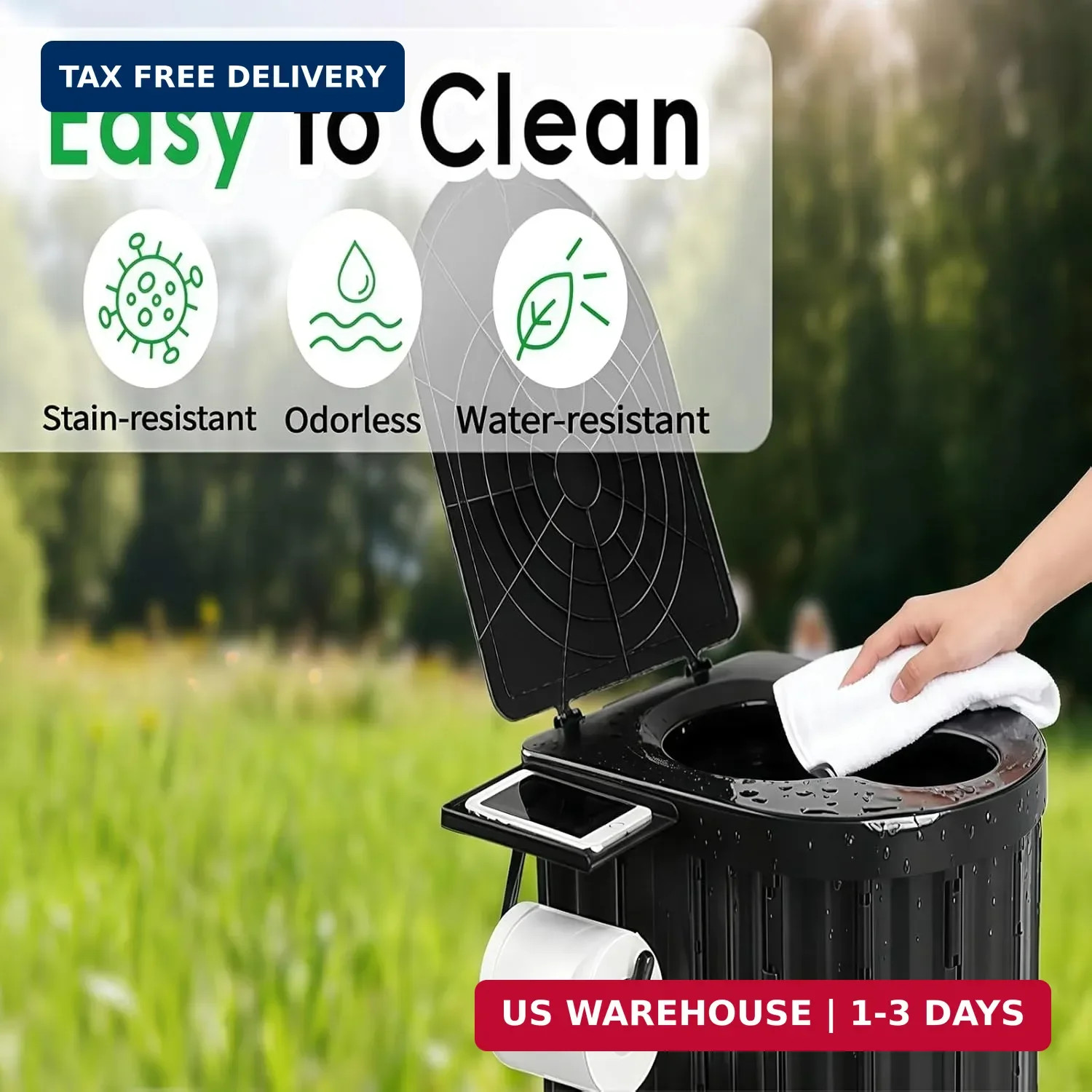 UOPBYEA Portable Camping Toilet for Adults With Urine Gel & Leak-Proof Bags | Wa
