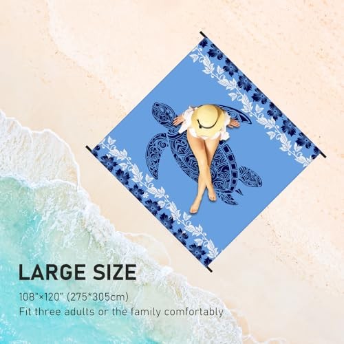 Beach Blanket 79″ X 83″ Oversized Lightweight, BeachMat Waterproof Turtles