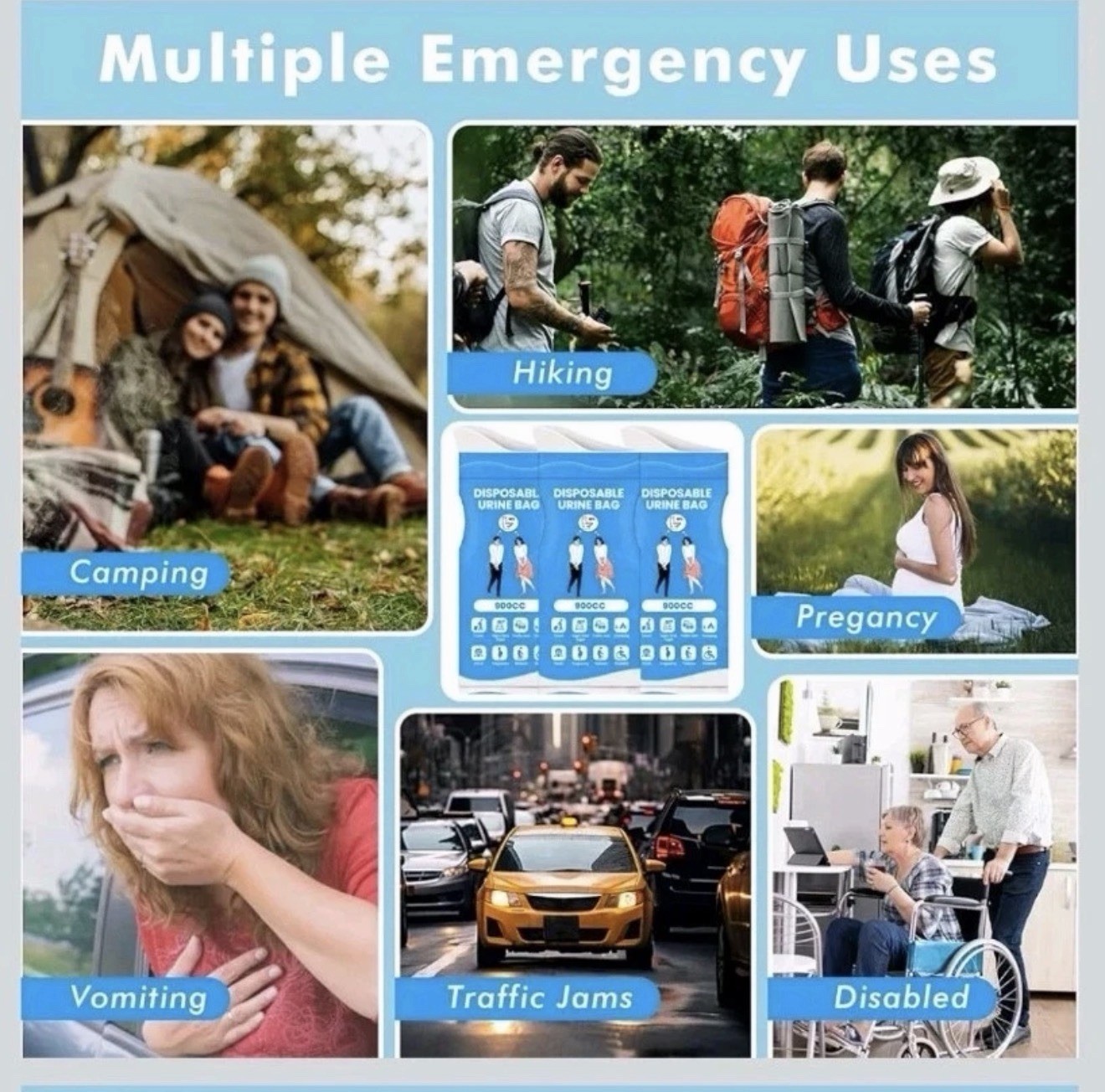 900CC Disposable Urine Bag, 12 PCS Emergency Portable Urinal Bags for Men/Wom…
