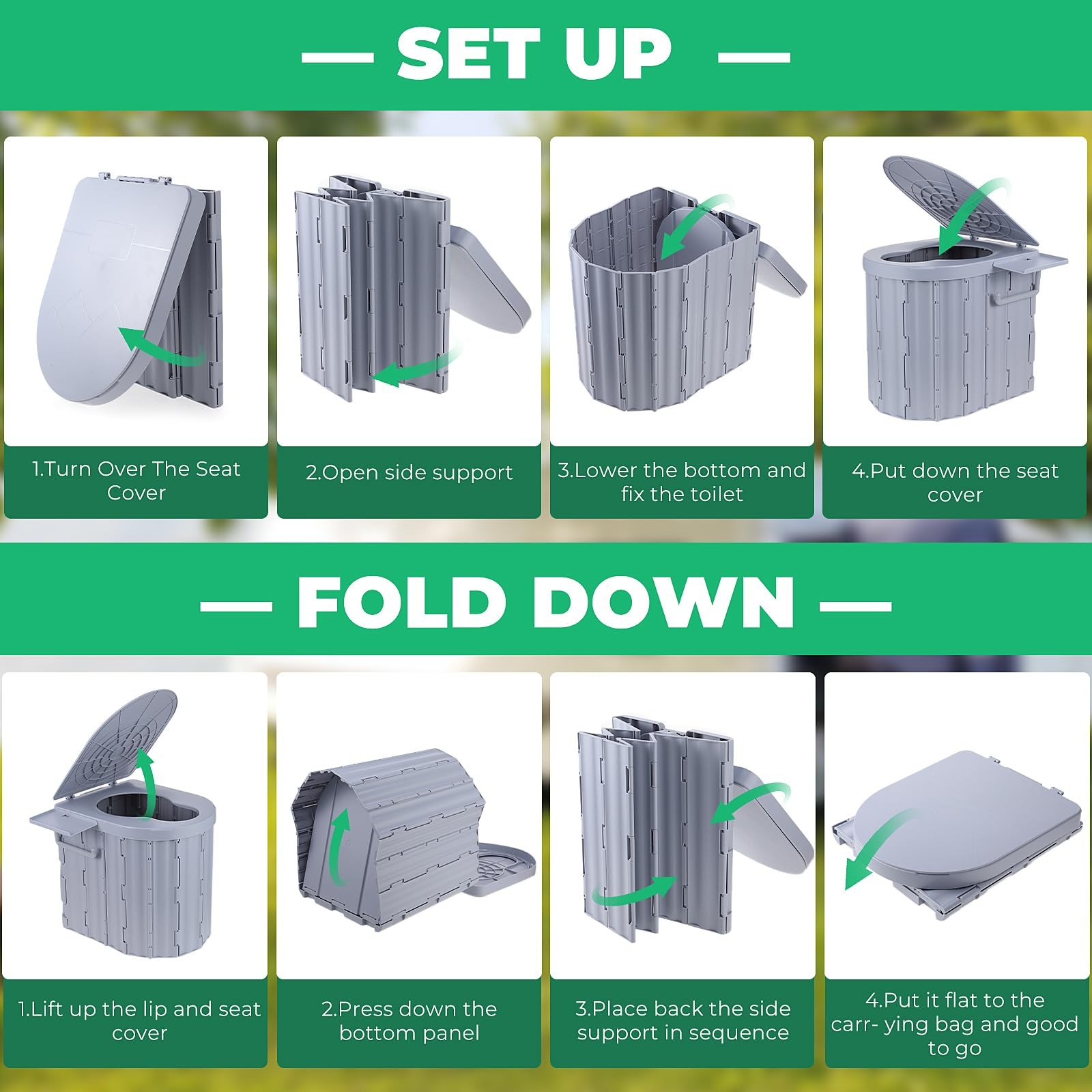 Sckee Camping Toilet, Portable Toilet for Adults, Portable Travel Folding Toi…