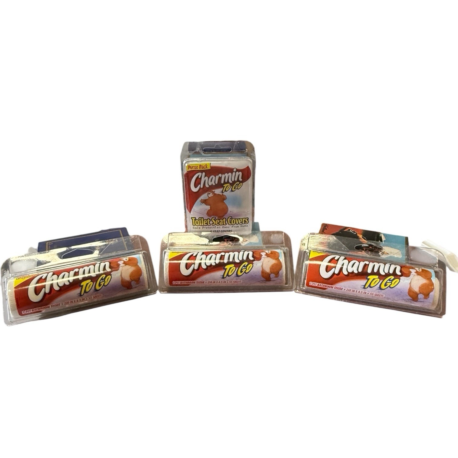 3 Pack Of Vtg Charmin To Go Toilet Paper Bath Tissue 55 Sheets 2002/Seat Covers