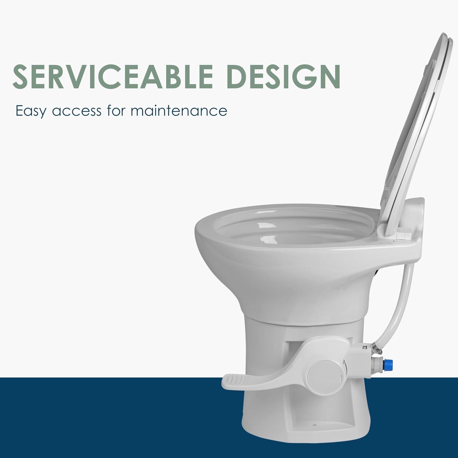 Voyager Plus Universal Residential Height RV Toilet with Porcelain Bowl