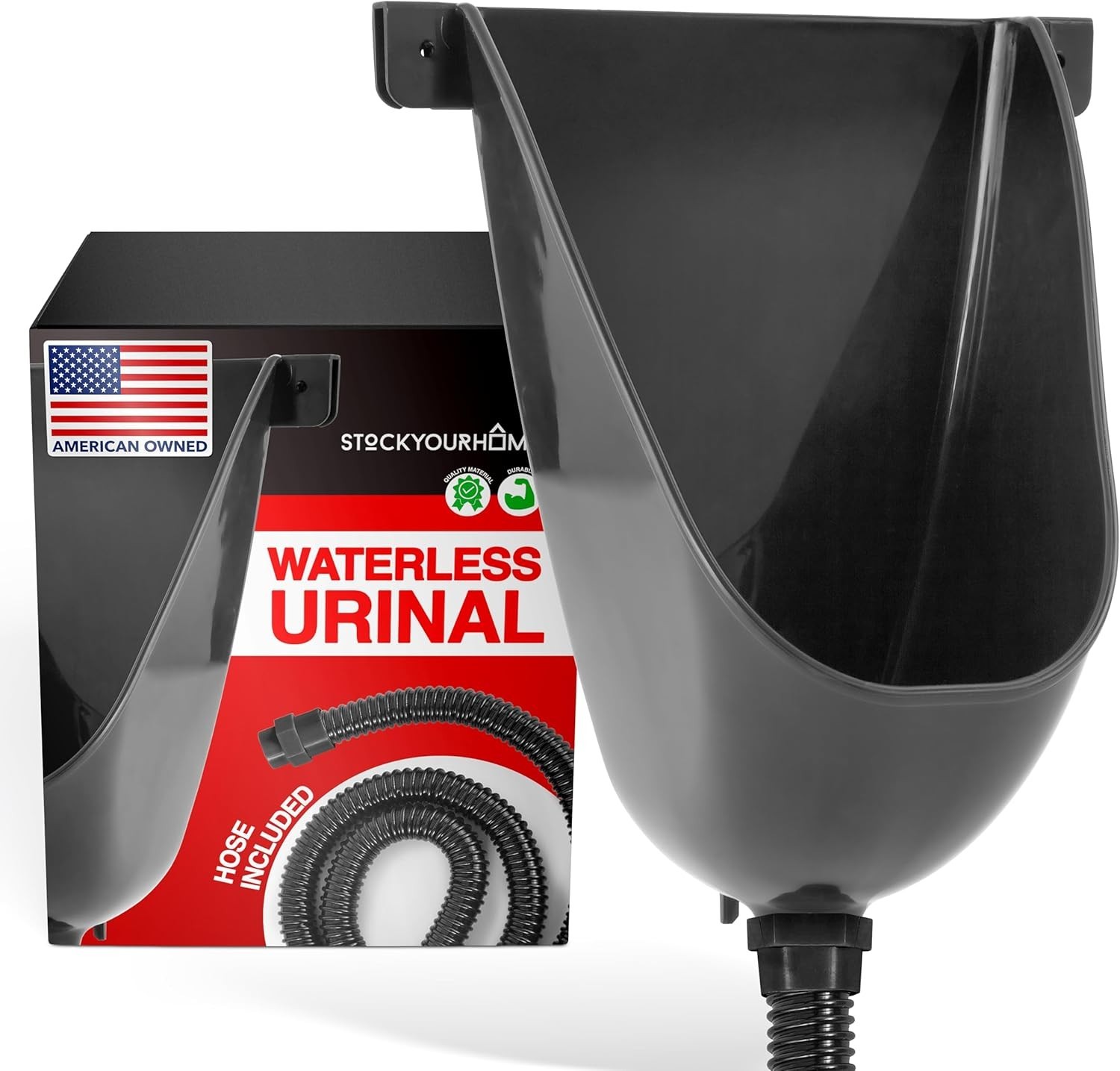 Waterless Urinal Men Black Plastic Urinals Portable Diverter Toilet Wall Mount