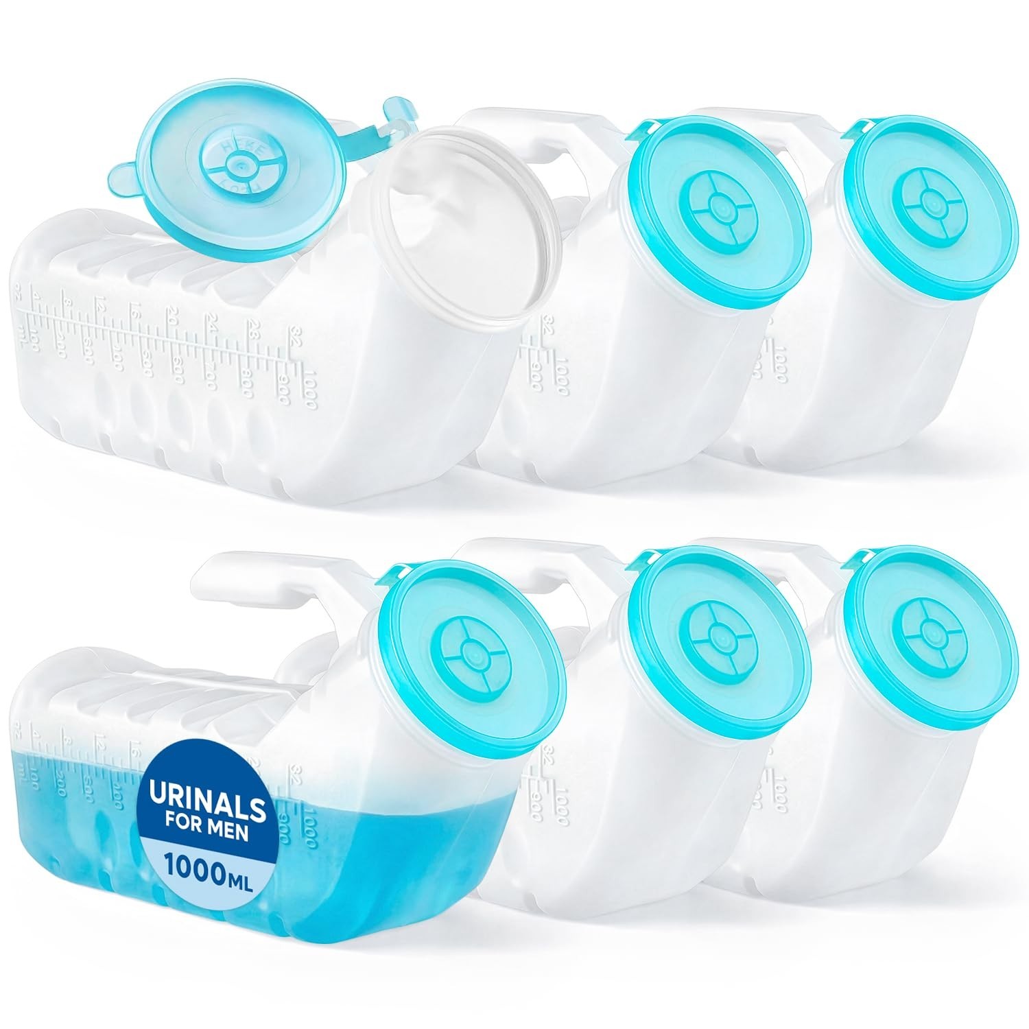 Portable Glow-in-the-Dark Urinals for Men – 6 Pack Reusable 32oz Bedside Pee Bot