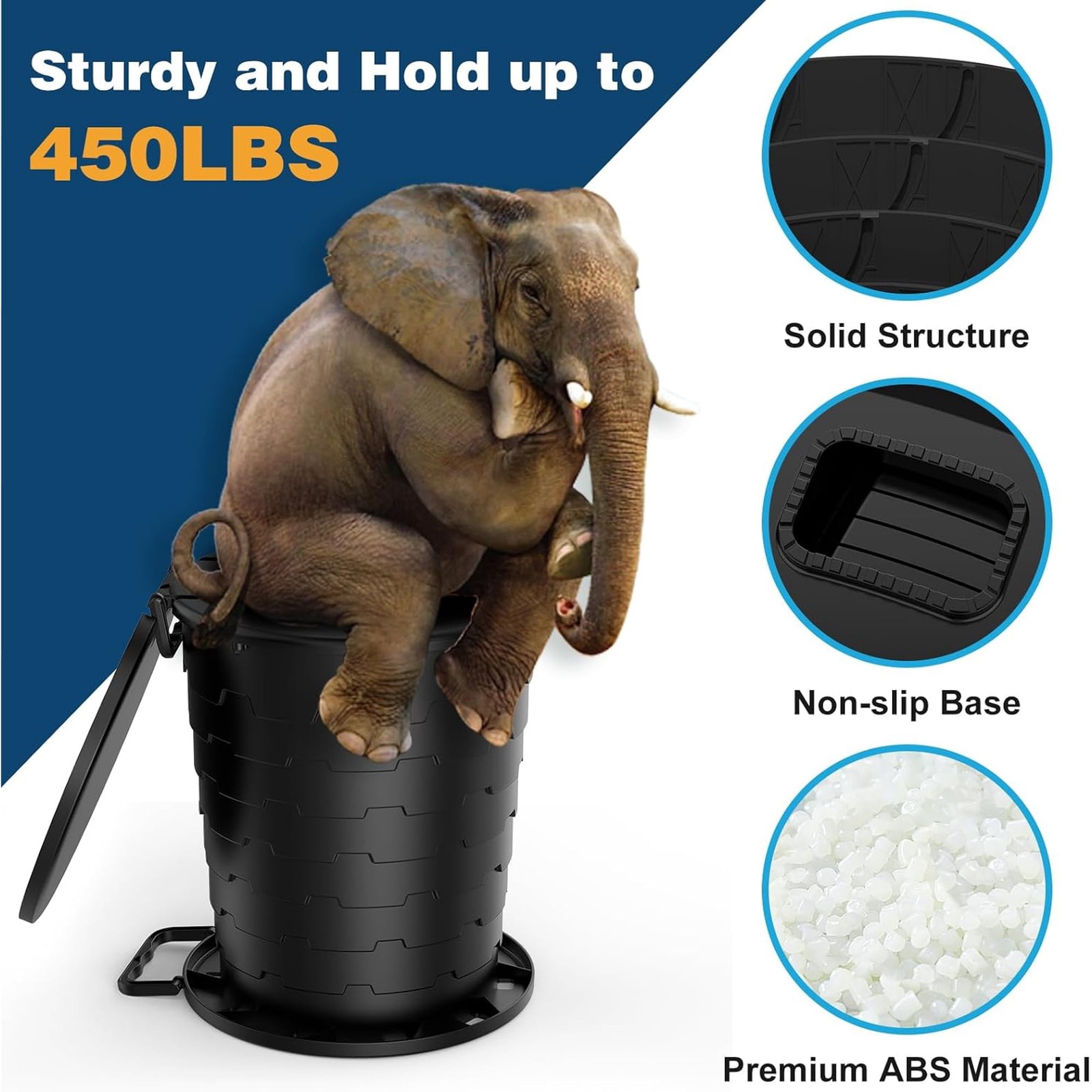 Wadeo Portable Toilet with Toilet Paper Holder, Adjustable Height, Foldable for
