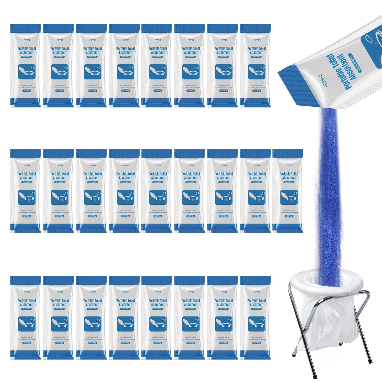 Liquid Waste Gel for Portable Toilet 25 Packets Porta Potty Degradable Absorb…