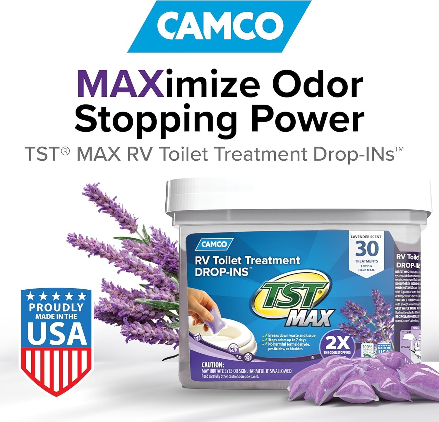 TST MAX RV Toilet Treatment Drop-INs – Lavender Scent – 30-pack