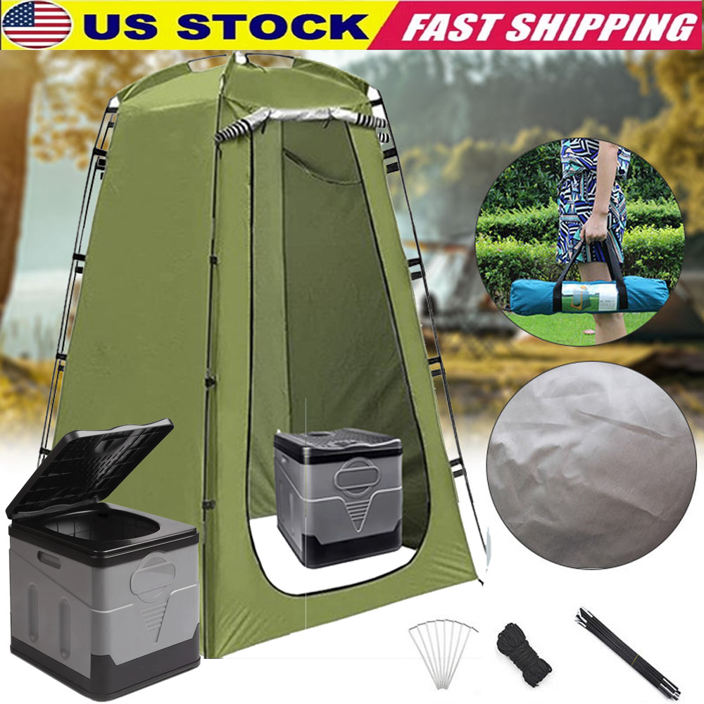 Portable Toilet Kit,Camping Toilet with Pop-Up Privacy Tent Shower Changing Room