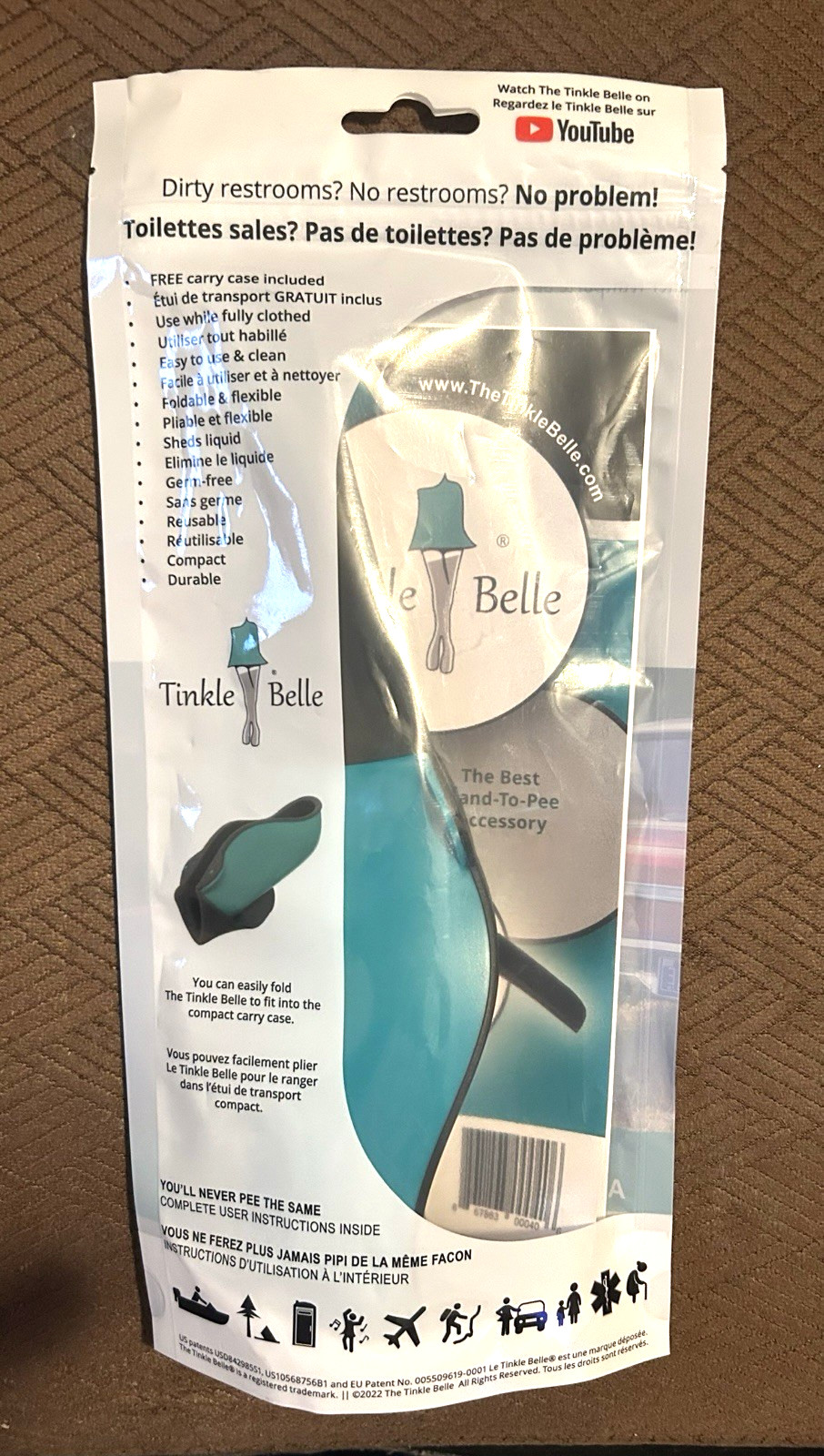 The Tinkle Belle Portable Female Urination Device Teal and Grey without Case