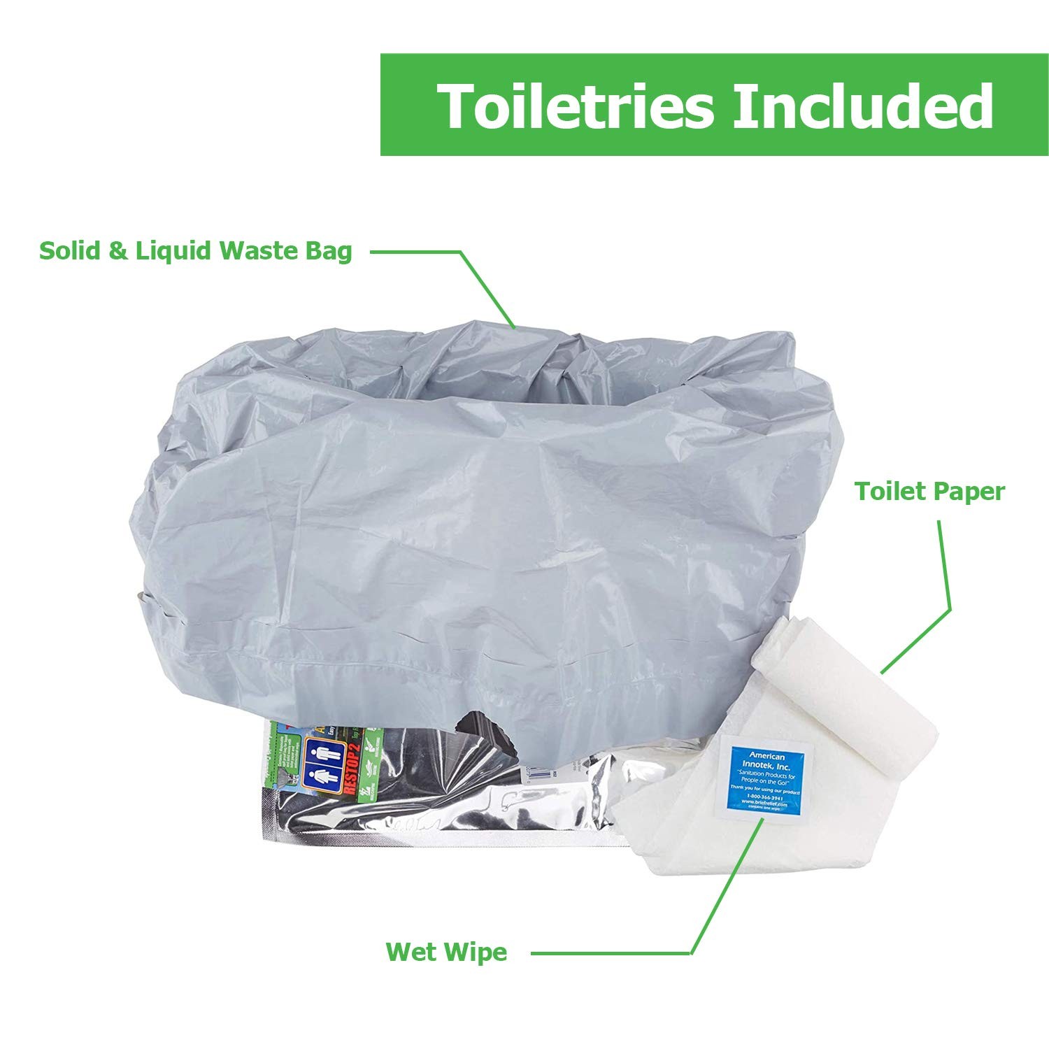 Portable Toilet Waste Bag 32 oz Leak Proof for Solid & Liquid – Sanitary