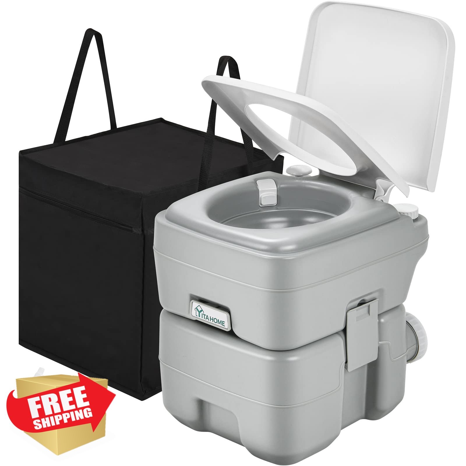YITAHOME Portable Toilet 5.28 Gal Camping Porta Potty w/Bag Sprayer