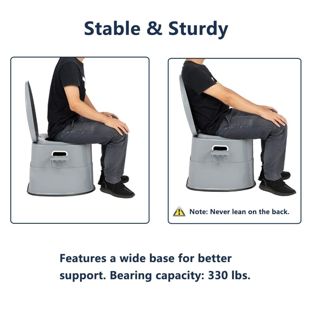 Portable Toilet for Camping, Boat, Van | Lightweight Commode w/Detachable Bucket