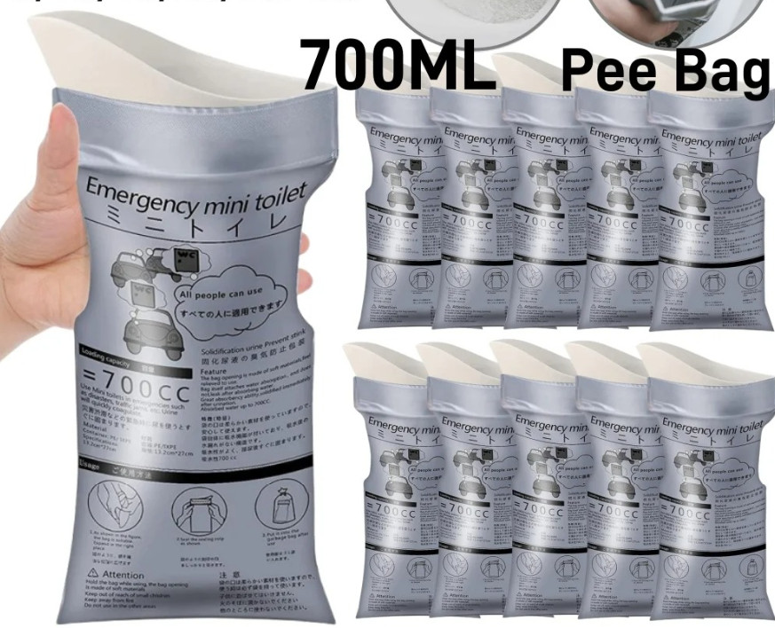 15pcs Outdoor Emergency Urine Bags Disposable Travel Portable Pee Bags – NEW