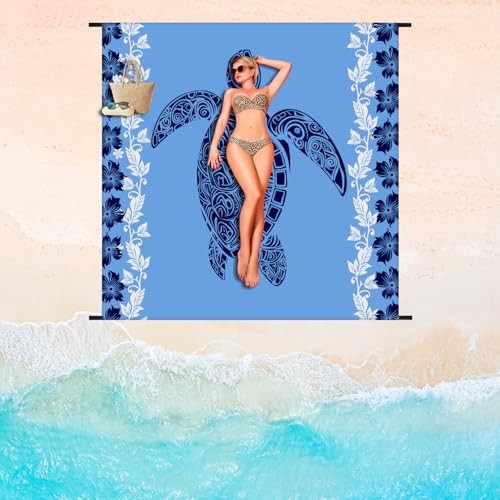 Beach Blanket 79″ X 83″ Oversized Lightweight, BeachMat Waterproof Turtles