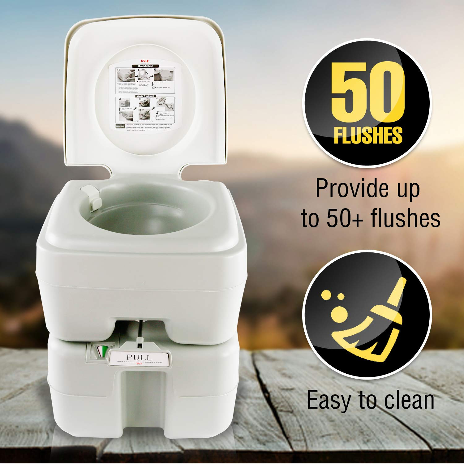 Portable Toilet – Compact RV Travel Potty Seat with Cover, 5.3 Gallon Waste Tank
