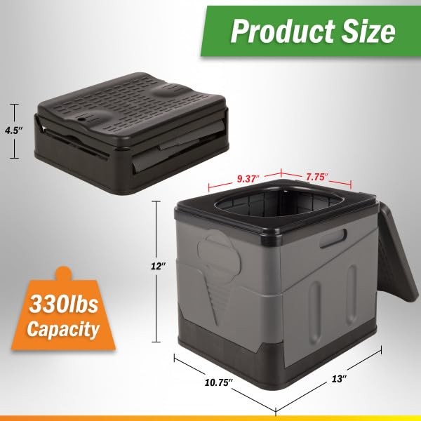 Folding Portable Camping Toilet for Adults – 330lb Capacity Travel Potty