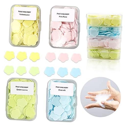 FERCAISH 400 Petal Soap Sheets, Portable and Dissolvable Soap Paper Sheets for