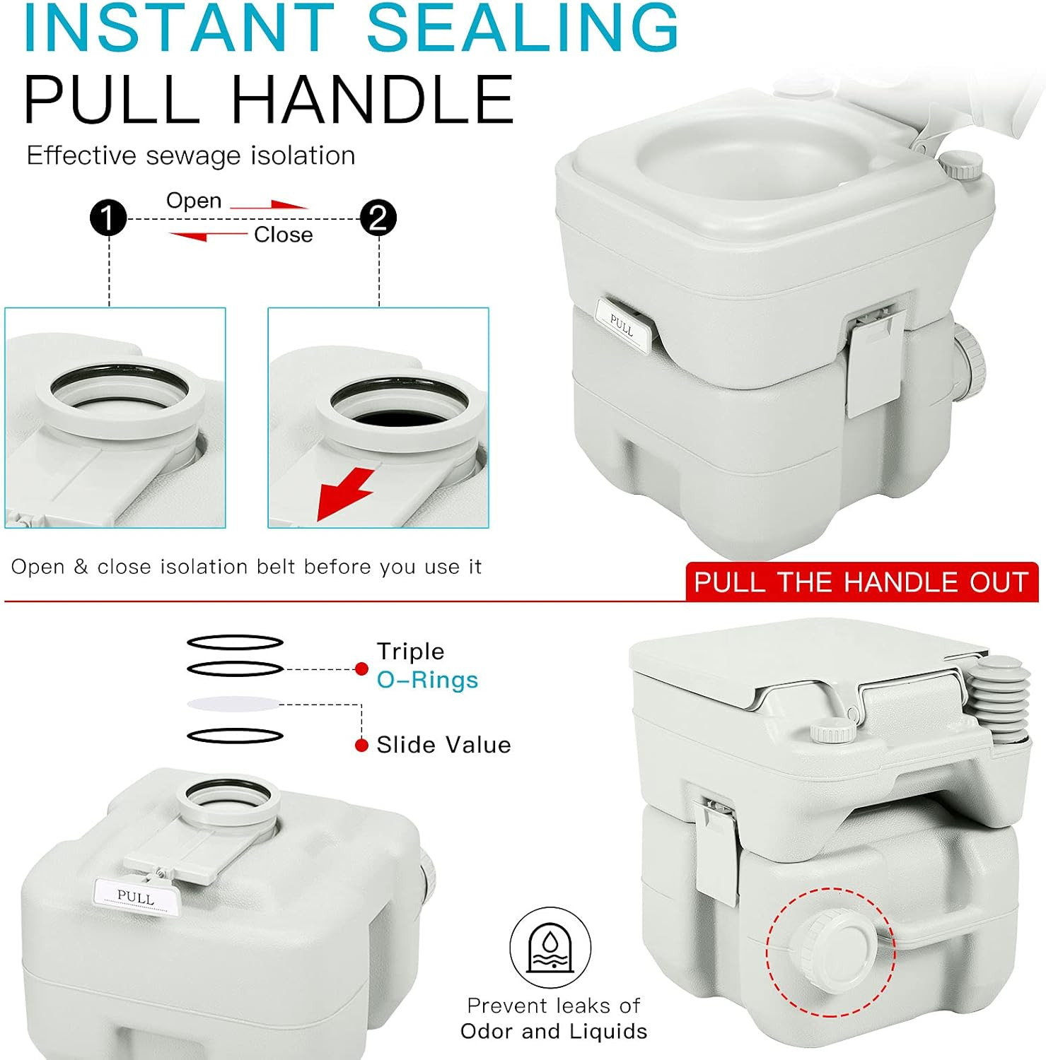 5.3 Gallon Porta Potty Travel Portable Camping Toilet for RV, Boating, Road Trip