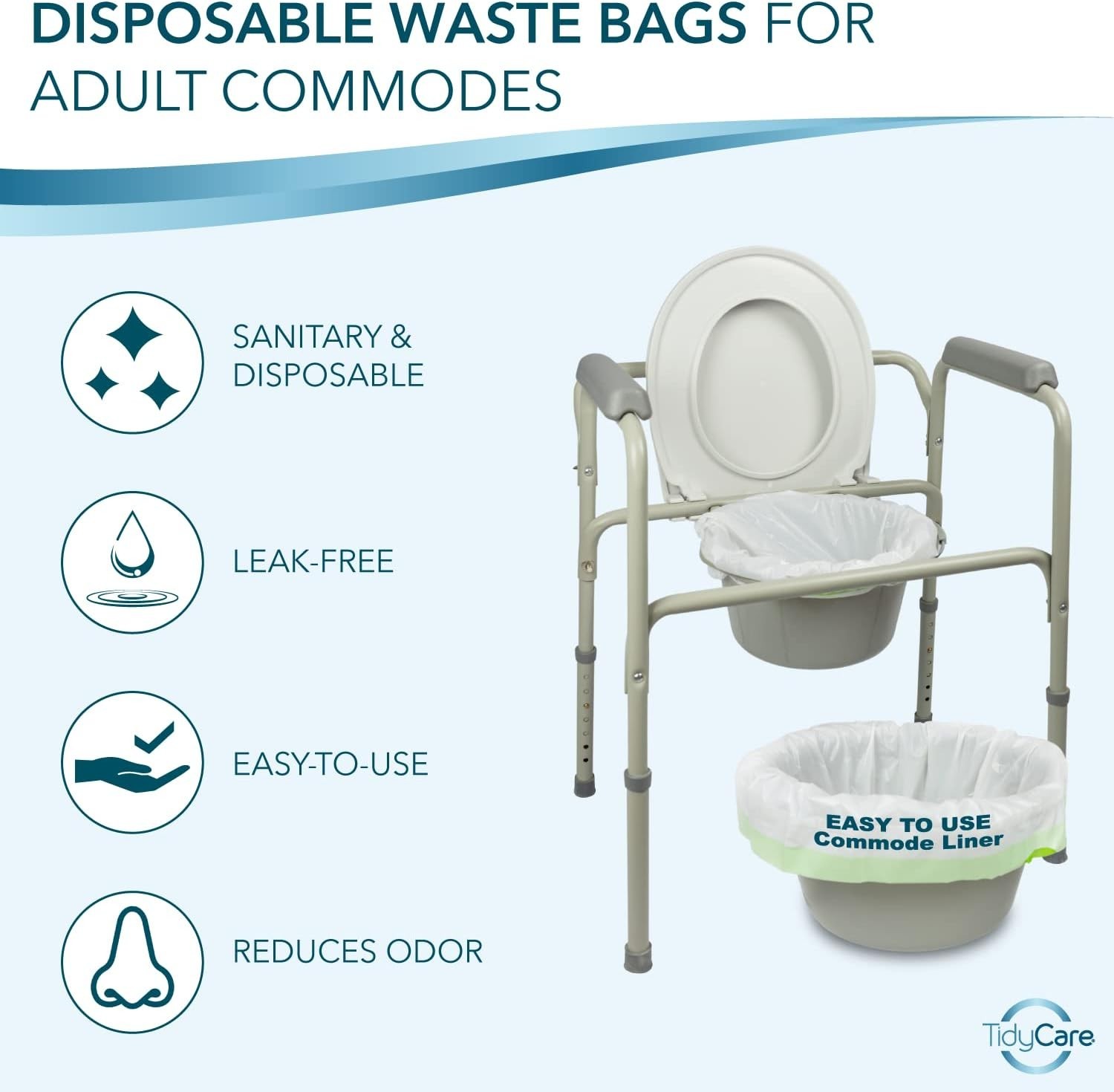 48 Universal Fit Disposable Commode Liners – Leak-Free Bedside Toilet Bags