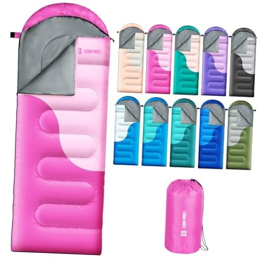 Sleeping Bags for Adults&Kids,Lightweight Waterproof Warm Weather Sleeping Pink