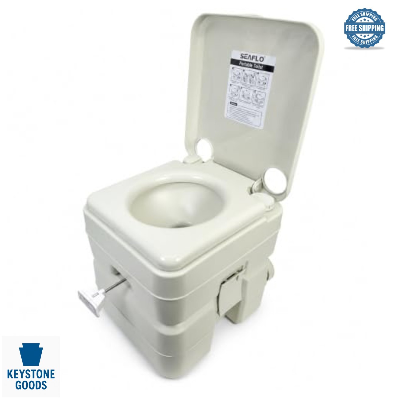 Portable Toilet 5.8 Gallon Waste Tank 3.4 Gal Fresh 440 lbs Weight ABS Plastic