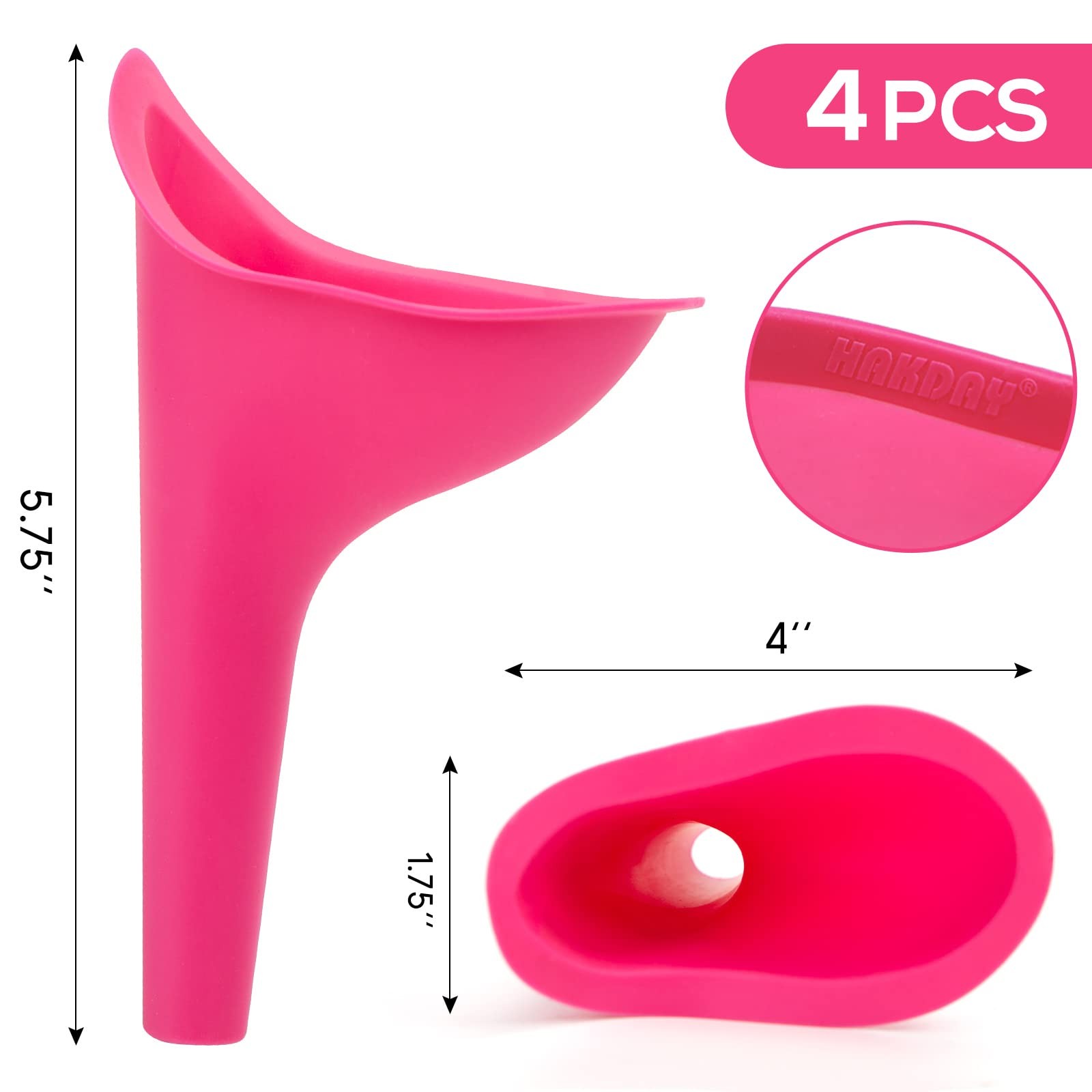 4 Pack Female Urinal Pee Funnel Portable Travel Camping Urination Device Pink