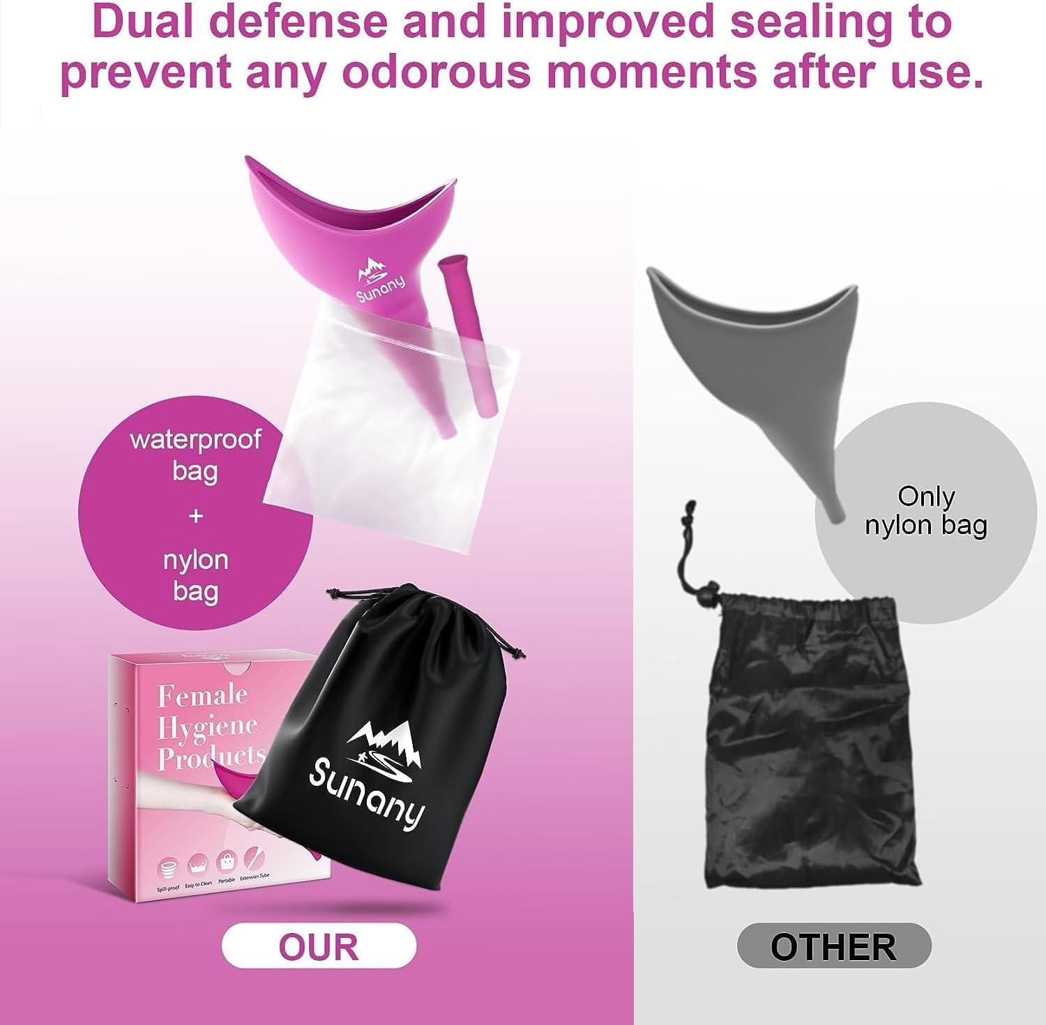 Portable Female Urinal with Silicone Funnel for Travel – Hygienic & Discreet