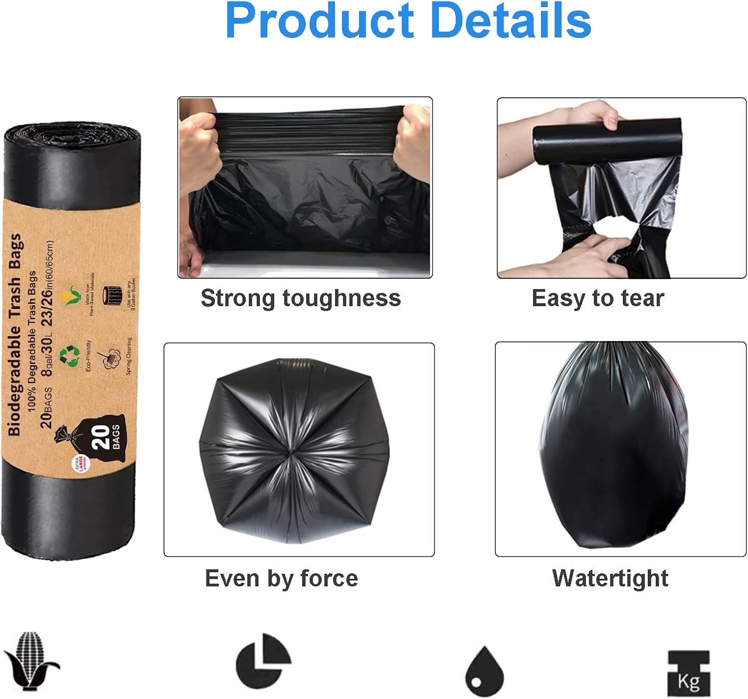 Compostable Camping Toilet Bags – 40 Count, 8 Gallon, 30 Liter, Portable Toilet