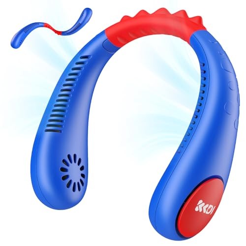Kids Neck Fan, Portable Bladeless Neck Fan for Kids 4-14Y, 2600mAh Blue & Red