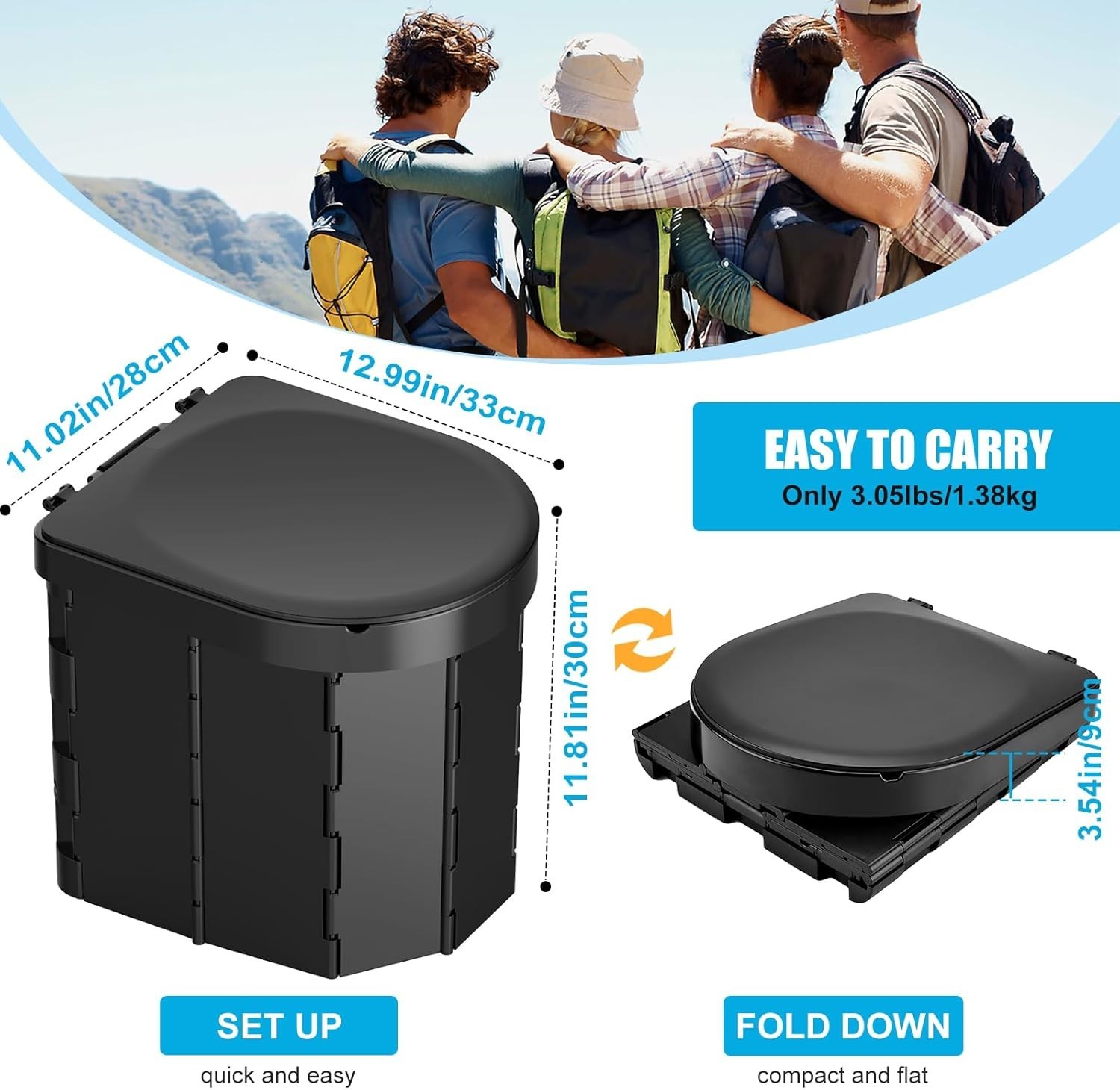 Inodoro Portatil Para Acampar Inodoro Plegable Para Adultos Con Tapa Y Soporte