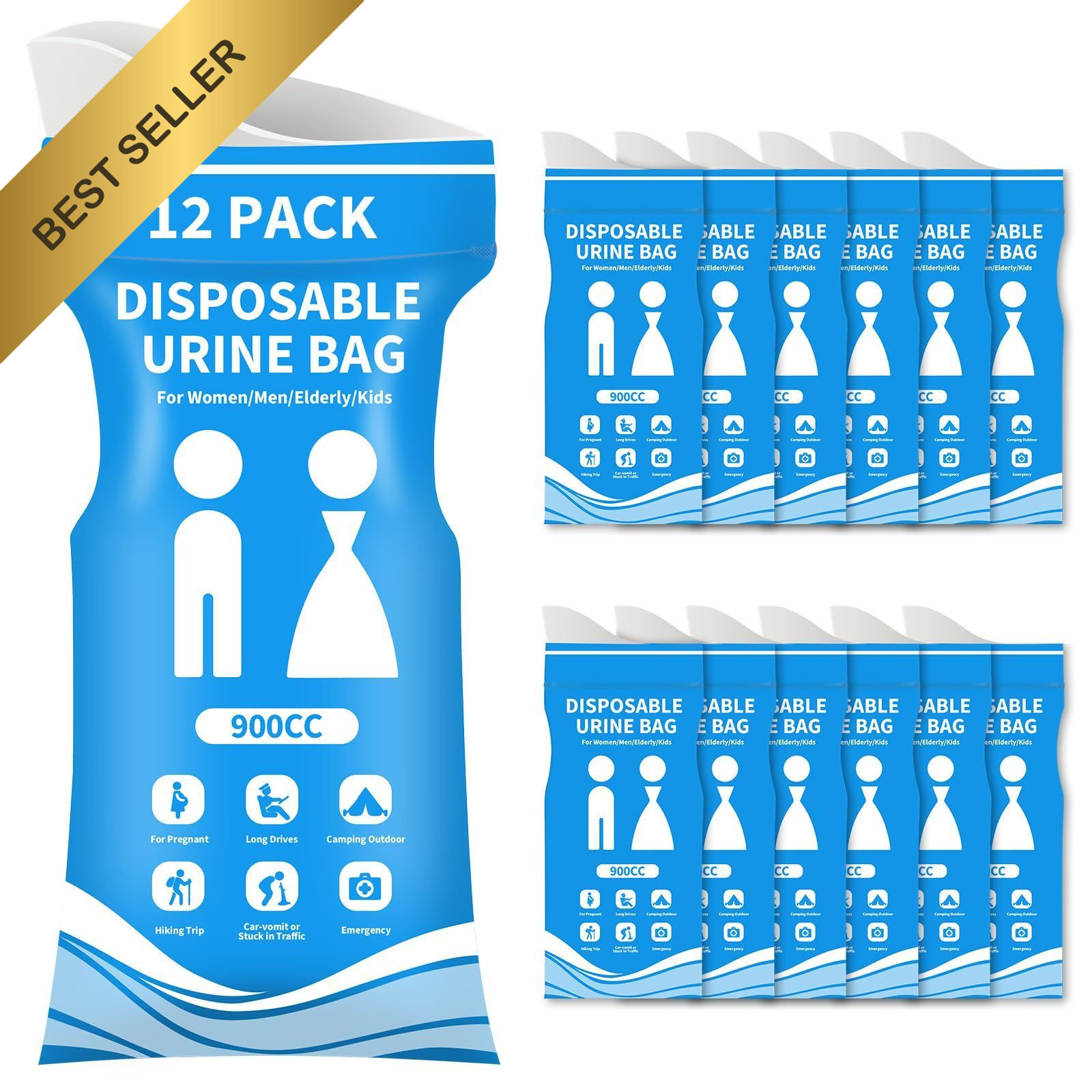 Disposable Urine Bags 900ML Travel Pee Vomit Portable Car Camping Toilet Blue