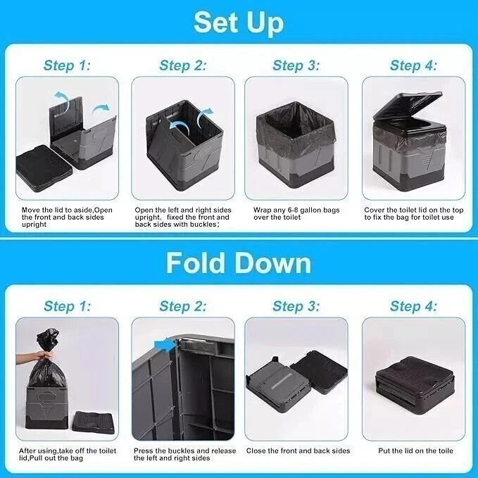 20L Portable Folding Toilet Car Outdoor Travel Potty for Camping Hiking Beach A